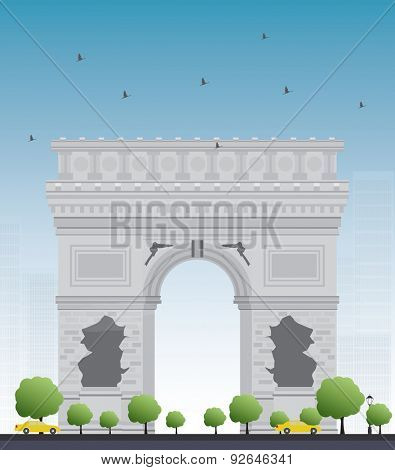 Arch of Triumph in Paris. France. Vector illustration