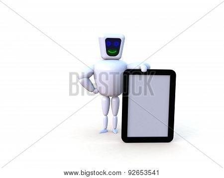 Robot with mobile tablet device