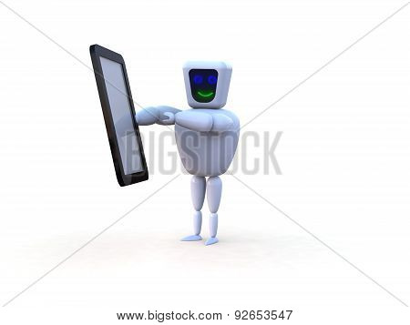 Robot with mobile tablet device