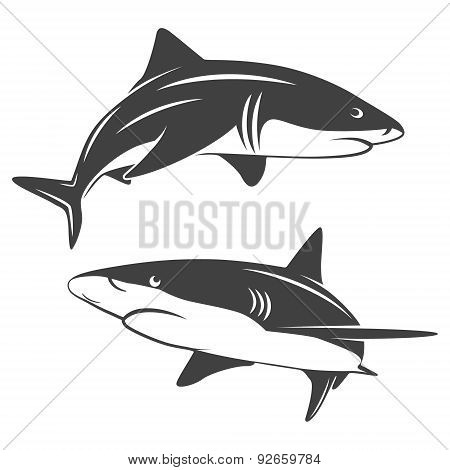 Stylized two sharks