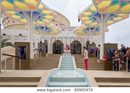 People Visiting Qatar Pavilion At Expo 2015 In Milan, Italy