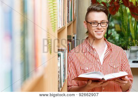Smart student in a library