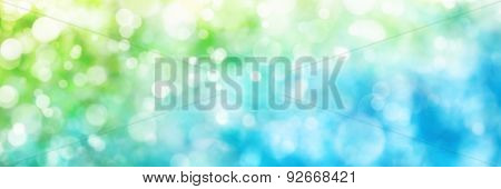 Defocused Highlights In Green And Blue, Panorama Format