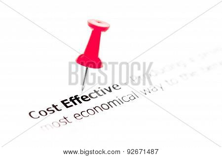 Words Cost Effective Pinned On White Paper With Red Pushpin