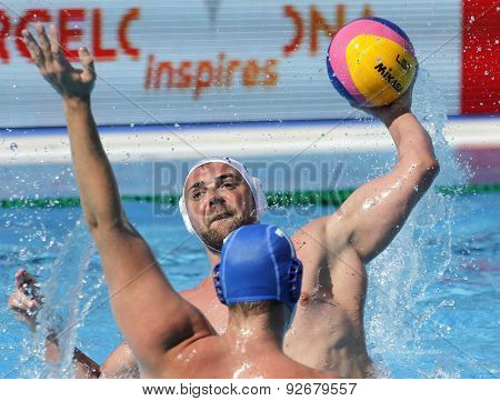 BARCELONA - MAY, 29: Boris Vapensky of ZF Eger during a LEN Champions League Final Six match against Szolnoki VSK at the Picornell Swimming pool on May 29, 2015 in Barcelona, Spain