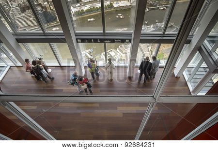 London, England, May 11th 2015 .The Shard. The tower's privately operated observation deck, The View from The Shard, was opened to the public on 1 February 2013.