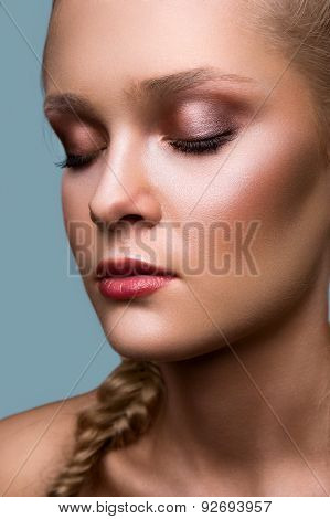 Beauty Commercial Model With Closed Eyes