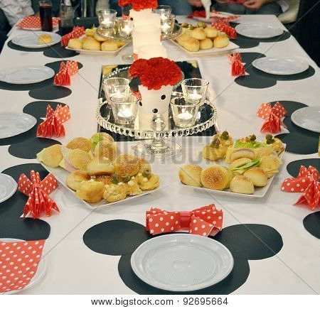 Cartoon decorated girl birthday table