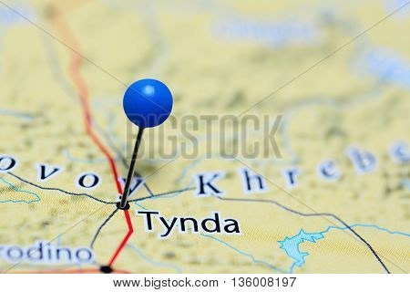 Tynda pinned on a map of Russia