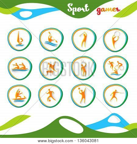 Sport Icon Set Athlete Competition Collection Vector Illustration