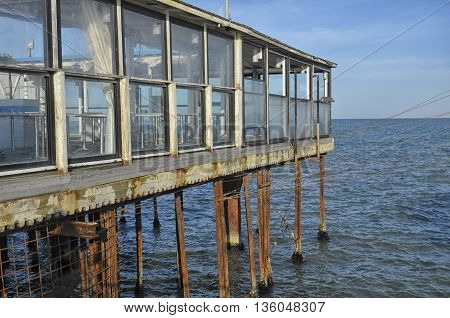 View of palafitte on the Mediterranean Sea