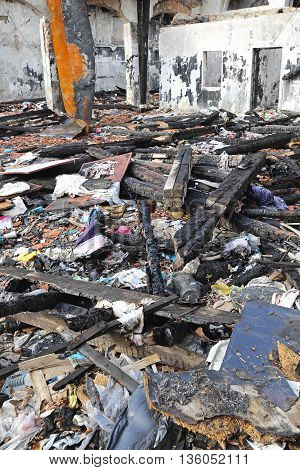 Burned Sweatshop Garment Factory After Fire Disaster