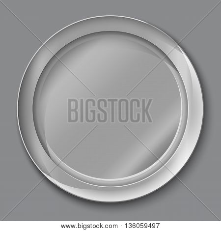 Vector Illustration Of Empty Silver Plate.