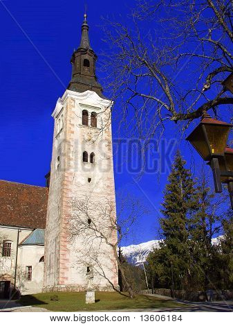 Kerk van de veronderstelling. Lake Bled. Slovenië