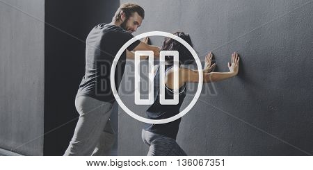 Pause Block Break Cease Finish Press Push Stop Concept