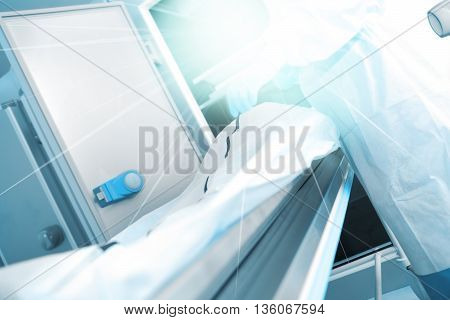 Preparing dissection in the morgue. Medical concept.