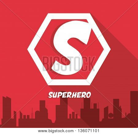 Superhero concept represented by sign over ciy scene icon. Colorfull and flat illustration