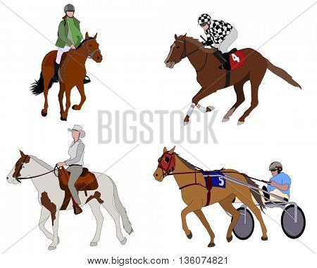 people riding horses illustration