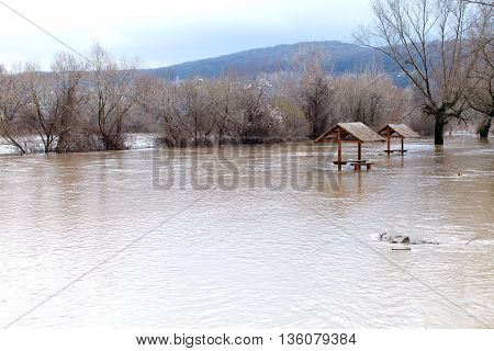 River burst its banks after heavy rains