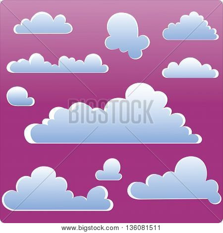 Vector illustration. Sunset sky. Stylized silhouettes of clouds for icons, symbols