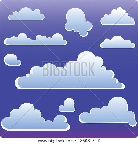 Vector illustration. The evening sky. Stylized silhouettes of clouds for icons, symbols.