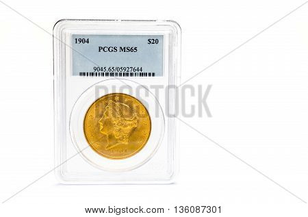 Sealed dollar gold coin PCGS MS65 portrait queen1904