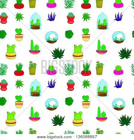 Cute seamless pattern frame border with flower succulent pots.