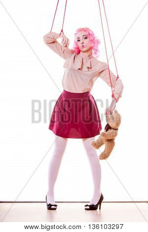 Woman Girl Stylized Like Marionette Puppet On String