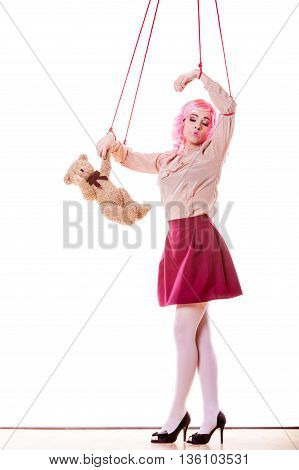 Woman Girl Stylized Like Marionette Puppet On String