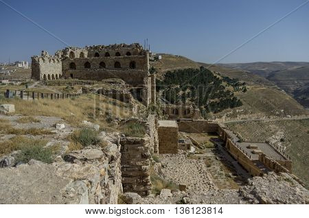 Ruins Of The Kerak Castle, A Large Crusader Castle In Kerak (al Karak) In Jordan