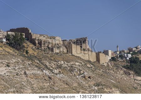 View To The Crusader Castle Kerak (al Karak) In Jordan