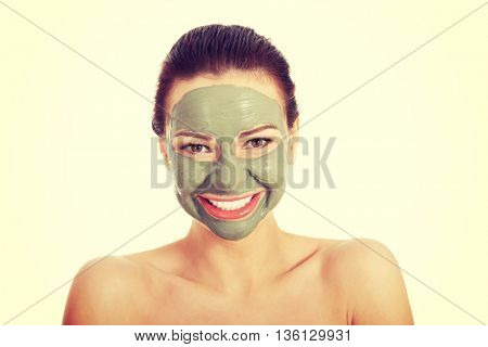 Beautifu toplessl woman with facial mask.