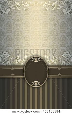 Vintage background withdecorative borderframe and old-fashioned floral patterns.