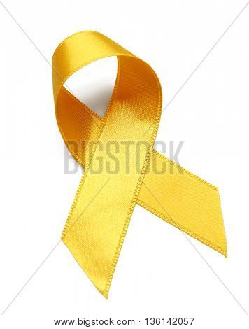 Yellow ribbon on white background