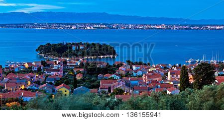 Island of Ugljan evening aerial panorama Dalmatia Croatia