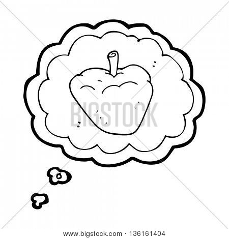 freehand drawn thought bubble cartoon organic apple