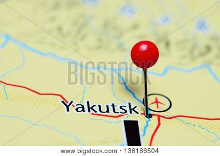 Yakutsk pinned on a map of Russia