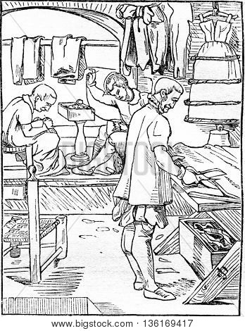 The tailor, vintage engraved illustration. Magasin Pittoresque 1836.