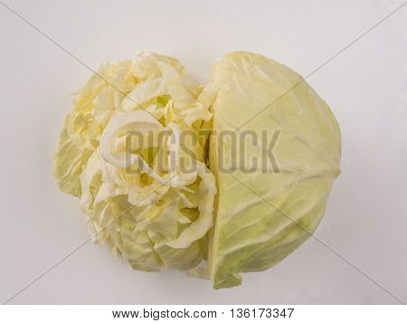 Half and chopped cabbage in heart shape
