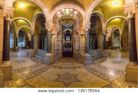 MARSEILLE, FRANCE - MAR 14 :Interior of  Marseille Cathedral on March 14, 2016. This is a Roman Catholic cathedral, and a national monument of France, located in Marseille.