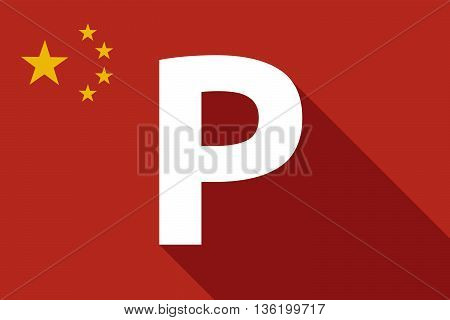 Long Shadow China Flag With    The Letter P