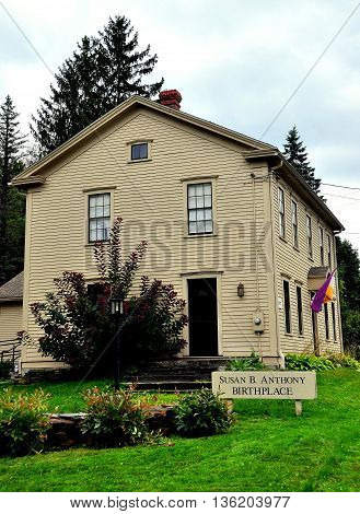 Adams Massachusetts - September 20 2014: Birthplace of Susan B. Anthony Women's and Civil Rights Activist Publisher Editor and Journalist (1820-1906)