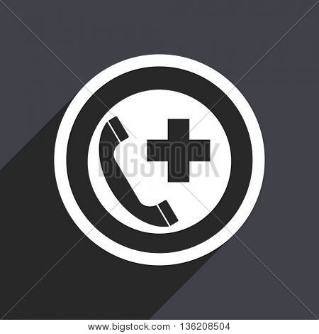 Flat design gray web emergency call vector icon