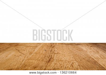 Wood. Wooden table. Old wood table for montage and product presentation. Wood plank isolated on white. 3D illustration