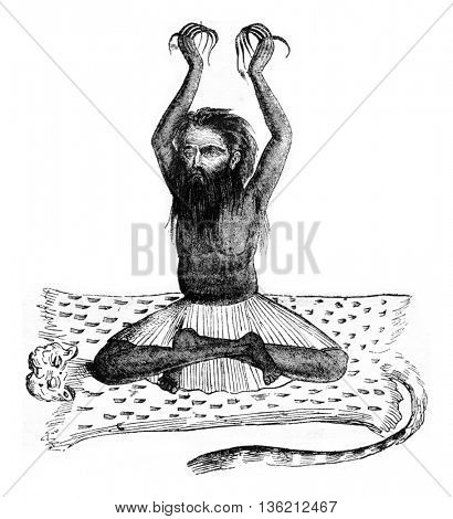 Fakir, religionist Muslim, vintage engraved illustration. Magasin Pittoresque 1836.