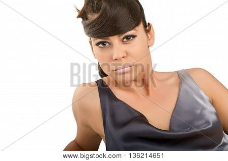 sensual lovely girl posing to camera in studio