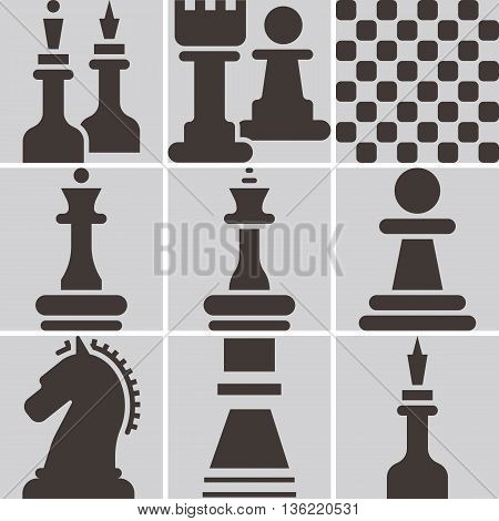Chess icons set - chess board and chessmen