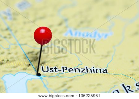Ust-Penzhina pinned on a map of Russia