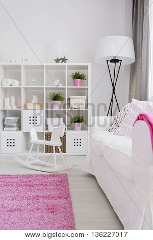 Restful Little Girl's Room In White And Pink