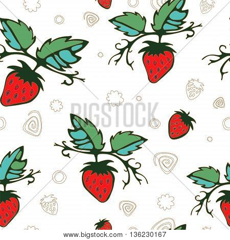 stock vector seamless pattern with strawberry. summer desing